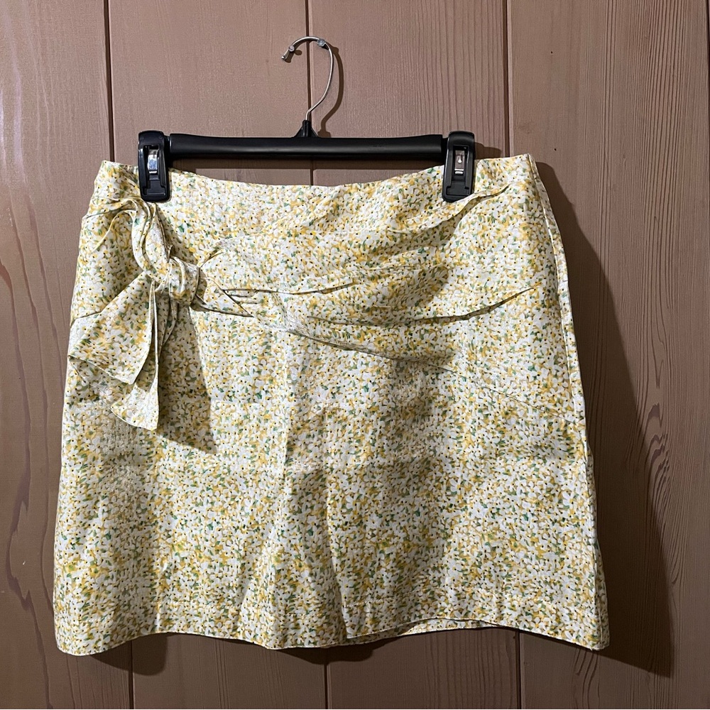 Sabina Musayev Cream Yellow Wrap Mini Skirt